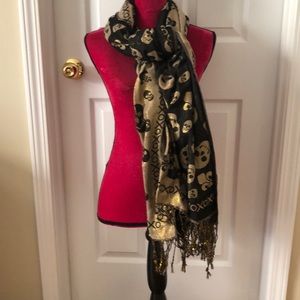 Black and gold long scarf
